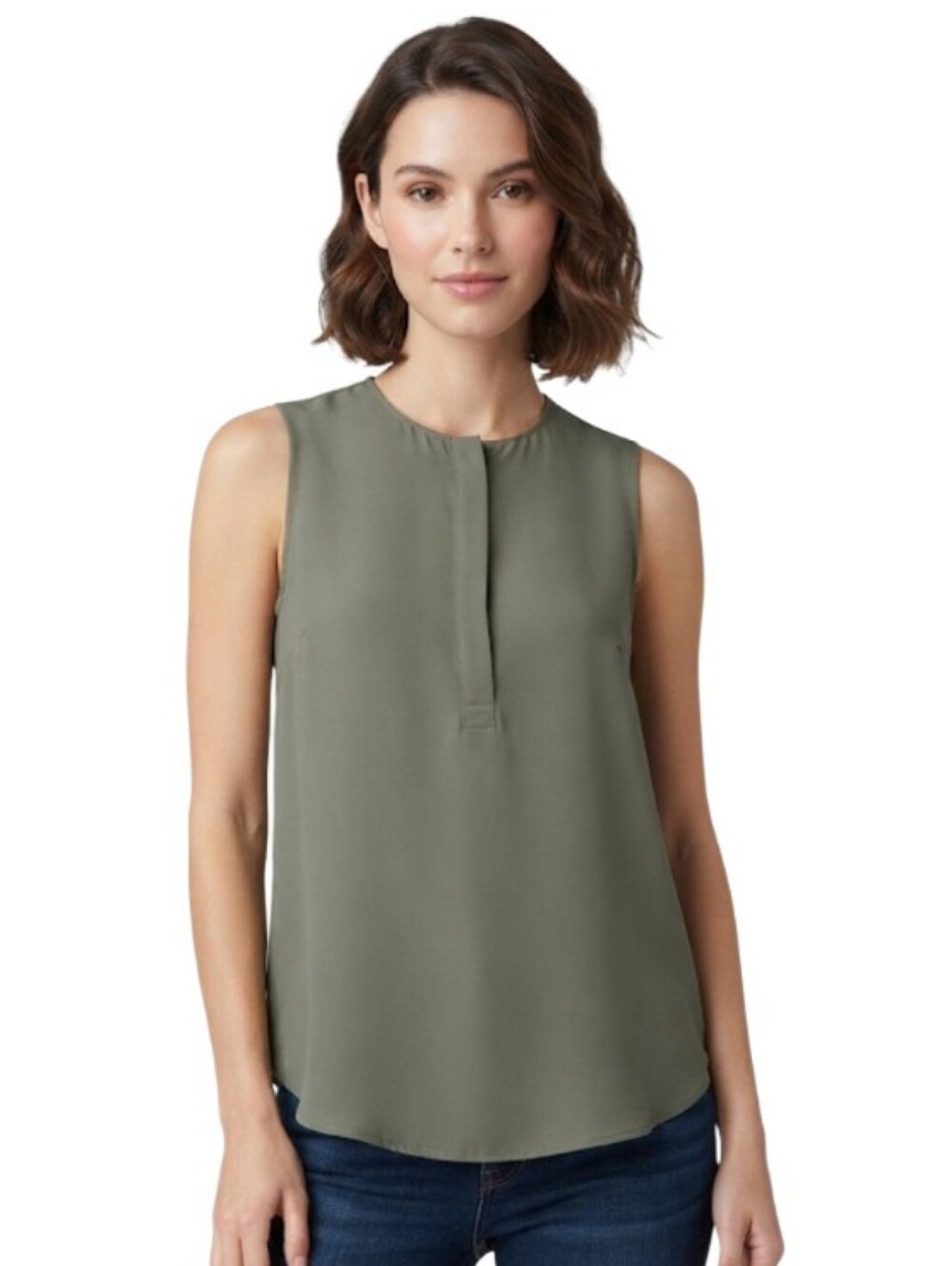 " Rag Poets" Misses Size (S) Sleeveless Blouse Olive Green
